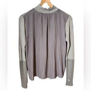 Lola & Sophie Mixed Media Gray Contrast Knit Long Sleeve Mock Neck Top Sz XS
